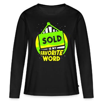 Vendu est mon mot préféré Agent immobilier - T-shirt manches longues Premium bio Femme - noir - Devant - Julia (174cm)