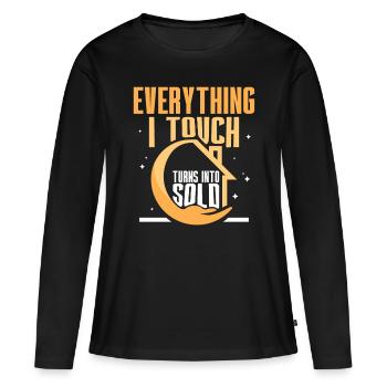 Tout ce que je touche est vendu maisons courtiers - T-shirt manches longues Premium bio Femme - noir - Devant - Julia (174cm)