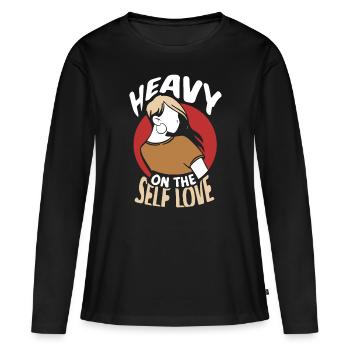 Amour de soi Amour de soi Doux Amour de soi Positif - T-shirt manches longues Premium bio Femme - noir - Devant - Julia (174cm)