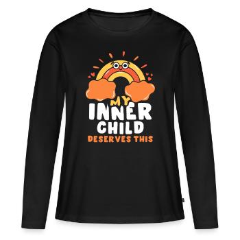 Mon enfant intérieur mérite le doux amour de soi - T-shirt manches longues Premium bio Femme - noir - Devant - Julia (174cm)