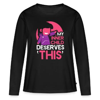 Mon enfant intérieur mérite le doux amour de soi - T-shirt manches longues Premium bio Femme - noir - Devant - Julia (174cm)