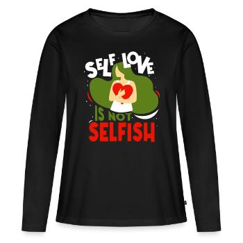 L’amour de soi n’est pas égoïste L’amour égoïste - T-shirt manches longues Premium bio Femme - noir - Devant - Julia (174cm)