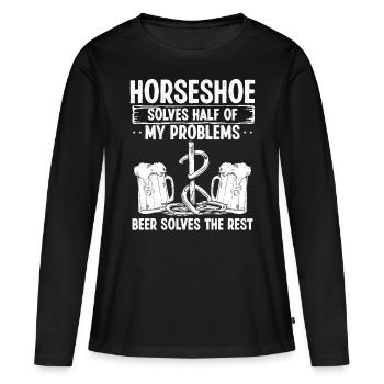 Horseshoe Pitching Drink Beer Drinking Tosser - Frauen Premium Bio Langarmshirt - Schwarz - Vorne - Julia (174cm)