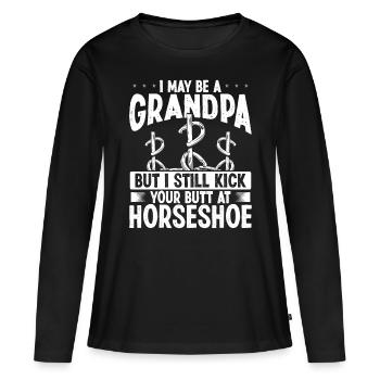 Horseshoe Pitching Grandpa Granddad Tosser - Frauen Premium Bio Langarmshirt - Schwarz - Vorne - Julia (174cm)