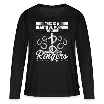 Horseshoe Pitching Thrower Game Ringer Tosser - Frauen Premium Bio Langarmshirt - Schwarz - Vorne - Julia (174cm)