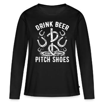 Horseshoe Pitching Drink Beer Pitch Shoes Tosser - Women's Premium Organic Long Sleeve Shirt - black - Front - Julia (174cm)