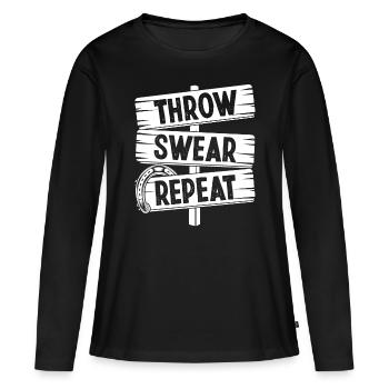 Horseshoe Pitching Throw Swear Repeat Tosser - Frauen Premium Bio Langarmshirt - Schwarz - Vorne - Julia (174cm)