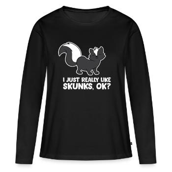J’aime vraiment les mouffettes, d’accord? Drôle de moufette - T-shirt manches longues Premium bio Femme - noir - Devant - Julia (174cm)