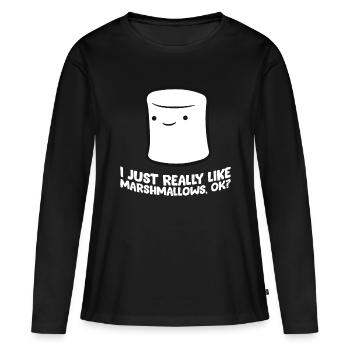 J’aime vraiment les guimauves, ok j’adore Marshmall - T-shirt manches longues Premium bio Femme - noir - Devant - Julia (174cm)