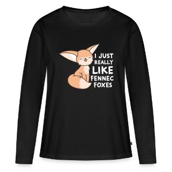 Fennec Fox I Just Really Like Fennec Foxes - Women's Premium Organic Long Sleeve Shirt - black - Front - Julia (174cm)