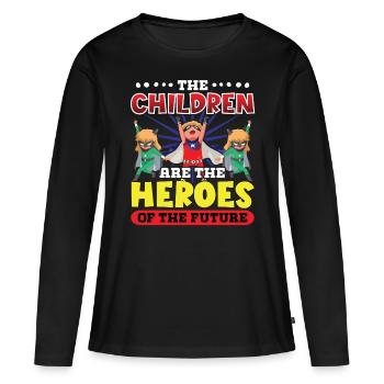 Enseignants Enfants Héros De Futurs Ecoliers - T-shirt manches longues Premium bio Femme - noir - Devant - Julia (174cm)