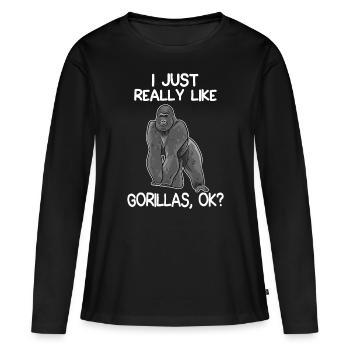 I Just Really Like Gorillas Funny Gorilla Lover - Women's Premium Organic Long Sleeve Shirt - black - Front - Julia (174cm)