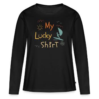 Planche à voile planche de surf Planche à voile Vintage - T-shirt manches longues Premium bio Femme - noir - Devant - Julia (174cm)