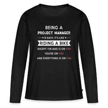 Le chef de projet est facile Humour drôle habillement appare - T-shirt manches longues Premium bio Femme - noir - Devant - Julia (174cm)