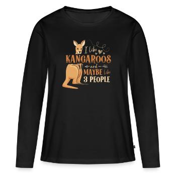 Ich Mag Kängurus Und Vielleicht Mag Ich - Frauen Premium Bio Langarmshirt - Schwarz - Vorne - Julia (174cm)