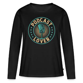Podcast Lover - Podcasting Podcast Podcaster Podca - T-shirt manches longues Premium bio Femme - noir - Devant - Julia (174cm)