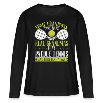 Paddle Tennis Player Match Grandmom Grandma - Women's Premium Organic Long Sleeve Shirt - black - Front - Julia (174cm)
