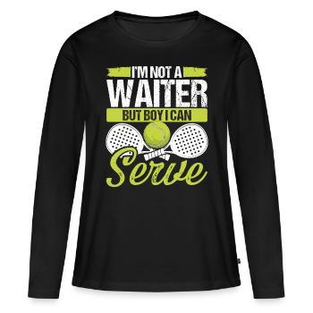Paddle Tennis Player Match Not a Waiter Serve - Frauen Premium Bio Langarmshirt - Schwarz - Vorne - Julia (174cm)