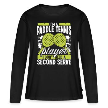 Joueur de padel Match Deuxième service Équipe - T-shirt manches longues Premium bio Femme - noir - Devant - Julia (174cm)