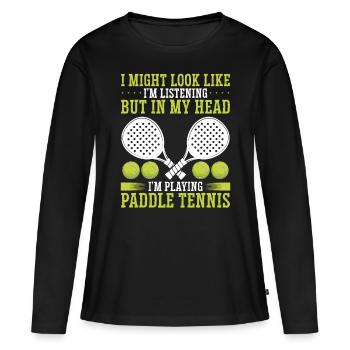 Paddle Tennis Player Match Funny Paddle Team - T-shirt manches longues Premium bio Femme - noir - Devant - Julia (174cm)