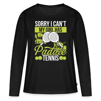 Paddle Tennis Player Match Dad Fathers Day Papa - Frauen Premium Bio Langarmshirt - Schwarz - Vorne - Julia (174cm)