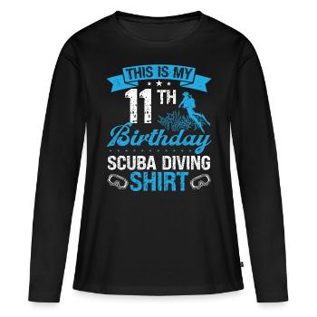 11 Year Old Scuba Diver Snorkeling Mask Dive - Women's Premium Organic Long Sleeve Shirt - black - Front - Julia (174cm)