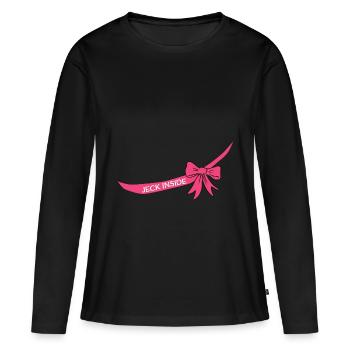 Carnaval Jeck Bébé ventre enceinte maman enceinte - T-shirt manches longues Premium bio Femme - noir - Devant - Julia (174cm)
