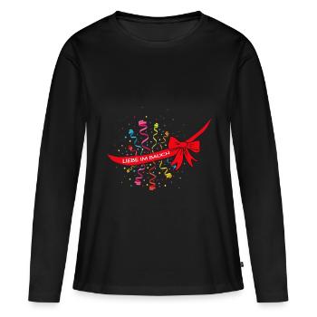 L’amour dans le ventre confettis carnaval grossesse - T-shirt manches longues Premium bio Femme - noir - Devant - Julia (174cm)
