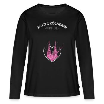 Cathédrale de Cologne Confettis Grossesse Babygirl Mama - T-shirt manches longues Premium bio Femme - noir - Devant - Julia (174cm)