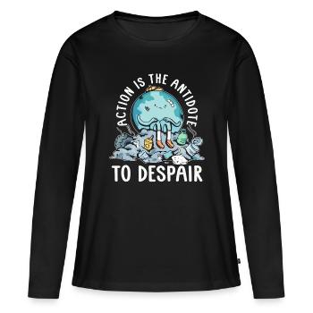 Global Warming Action Is The Antidote Environment - Frauen Premium Bio Langarmshirt - Schwarz - Vorne - Julia (174cm)