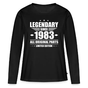 40e anniversaire né en 1983 Légendaire depuis 1983 - T-shirt manches longues Premium bio Femme - noir - Devant - Julia (174cm)
