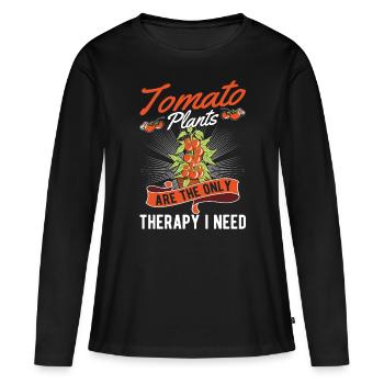 Tomate Thérapie Tomate Cultivateur de tomates - T-shirt manches longues Premium bio Femme - noir - Devant - Julia (174cm)