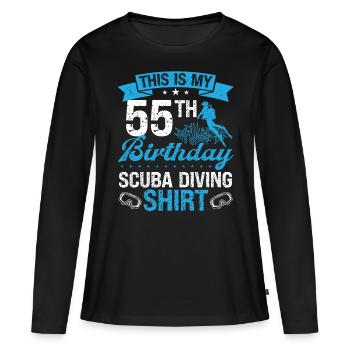 55 Year Old Scuba Diver Snorkeling Mask Dive - Women's Premium Organic Long Sleeve Shirt - black - Front - Julia (174cm)