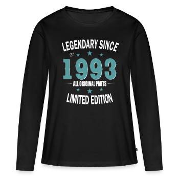 30. Geburtstag Jahrgang 1993 Legendary Since 1993 - Frauen Premium Bio Langarmshirt - Schwarz - Vorne - Julia (174cm)