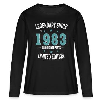 40e anniversaire né en 1983 Légendaire depuis 1983 - T-shirt manches longues Premium bio Femme - noir - Devant - Julia (174cm)