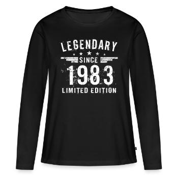 40e anniversaire né en 1983 Légendaire depuis 1983 - T-shirt manches longues Premium bio Femme - noir - Devant - Julia (174cm)