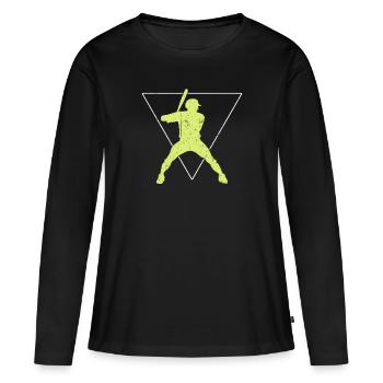 Baseball Logo - T-shirt manches longues Premium bio Femme - noir - Devant - Julia (174cm)