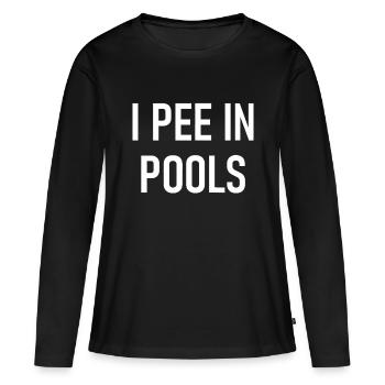 Je fais dans les piscines, drôle, blagues, dictons sarcastiques - T-shirt manches longues Premium bio Femme - noir - Devant - Julia (174cm)