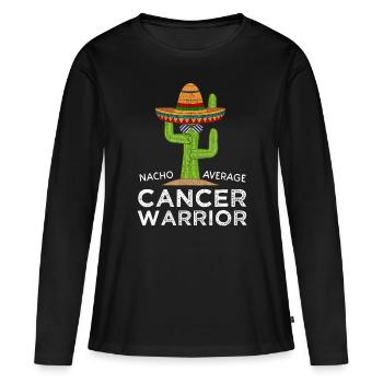 | de soutien à la lutte contre le cancer Drôle de guerre contre le cancer - T-shirt manches longues Premium bio Femme - noir - Devant - Julia (174cm)