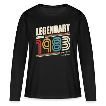 40e anniversaire né en 1983 Légendaire depuis 1983 - T-shirt manches longues Premium bio Femme - noir - Devant - Julia (174cm)