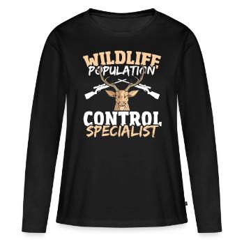 Spécialiste du contrôle des populations fauniques - T-shirt manches longues Premium bio Femme - noir - Devant - Julia (174cm)