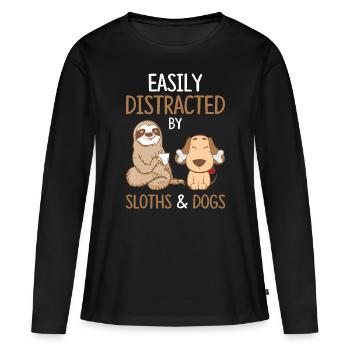 Easily Distracted By Sloths And Dogs Tshirt Slothf - Women's Premium Organic Long Sleeve Shirt - black - Front - Julia (174cm)