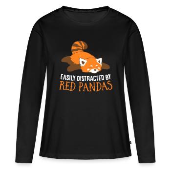 Red Panda Love Easily Distracted By Red Pandas - Women's Premium Organic Long Sleeve Shirt - black - Front - Julia (174cm)