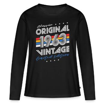 60th birthday born 1963 Classic Origial 1963 - Women's Premium Organic Long Sleeve Shirt - black - Front - Julia (174cm)