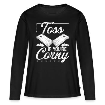 Cornhole Game Toss si vous êtes ringard Cornhole TossCo - T-shirt manches longues Premium bio Femme - noir - Devant - Julia (174cm)
