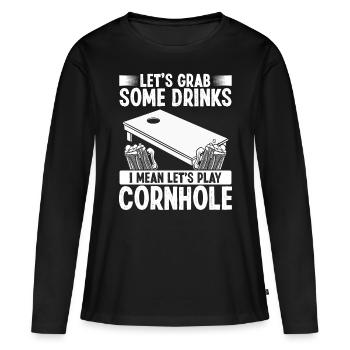 Cornhole Game Drinking Team Cornhole Player - Frauen Premium Bio Langarmshirt - Schwarz - Vorne - Julia (174cm)