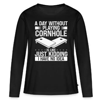 Cornhole Player Je n’ai aucune idée Cornhole Team - T-shirt manches longues Premium bio Femme - noir - Devant - Julia (174cm)