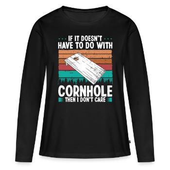 Cornhole Player Je m’en fiche Cornhole TeamCornhole - T-shirt manches longues Premium bio Femme - noir - Devant - Julia (174cm)
