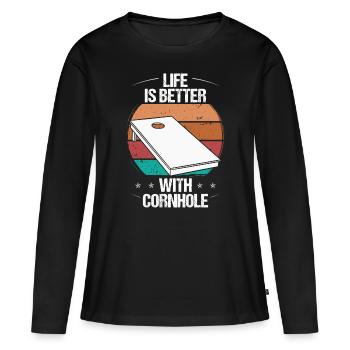 Cornhole Player Life is better with Cornhole Team - Women's Premium Organic Long Sleeve Shirt - black - Front - Julia (174cm)