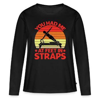 Tu m’avais aux pieds dans les sangles 15 - T-shirt manches longues Premium bio Femme - noir - Devant - Julia (174cm)
